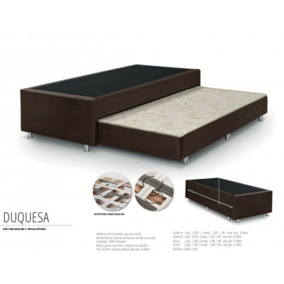 Cama Box c/ Auxiliar Duquesa Solteiro 88x188x44 - Damasu