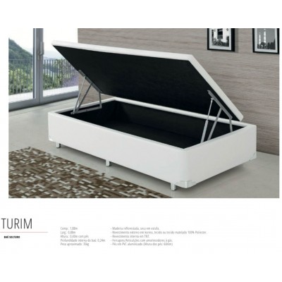 Cama Box c/ Baú Turim Solteiro 88x188x44 - Damasu